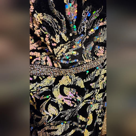 NWT Size 6 Panoply Black Velvet & Iridescent Color Shifting Holographic Sequins - Picture 7 of 8